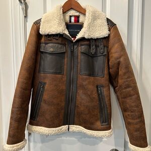 Tommy Hilfiger Faux Leather Bomber Jacket, Size S